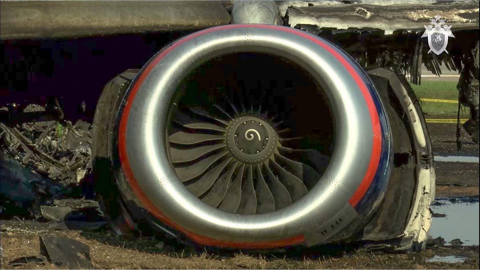 One of the plane’s engines. Photograph: AFP/Getty Images